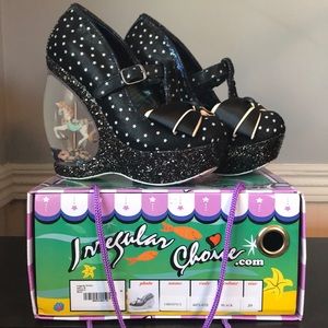 Irregular Choice Chestnut Glitter Carousel Wedge